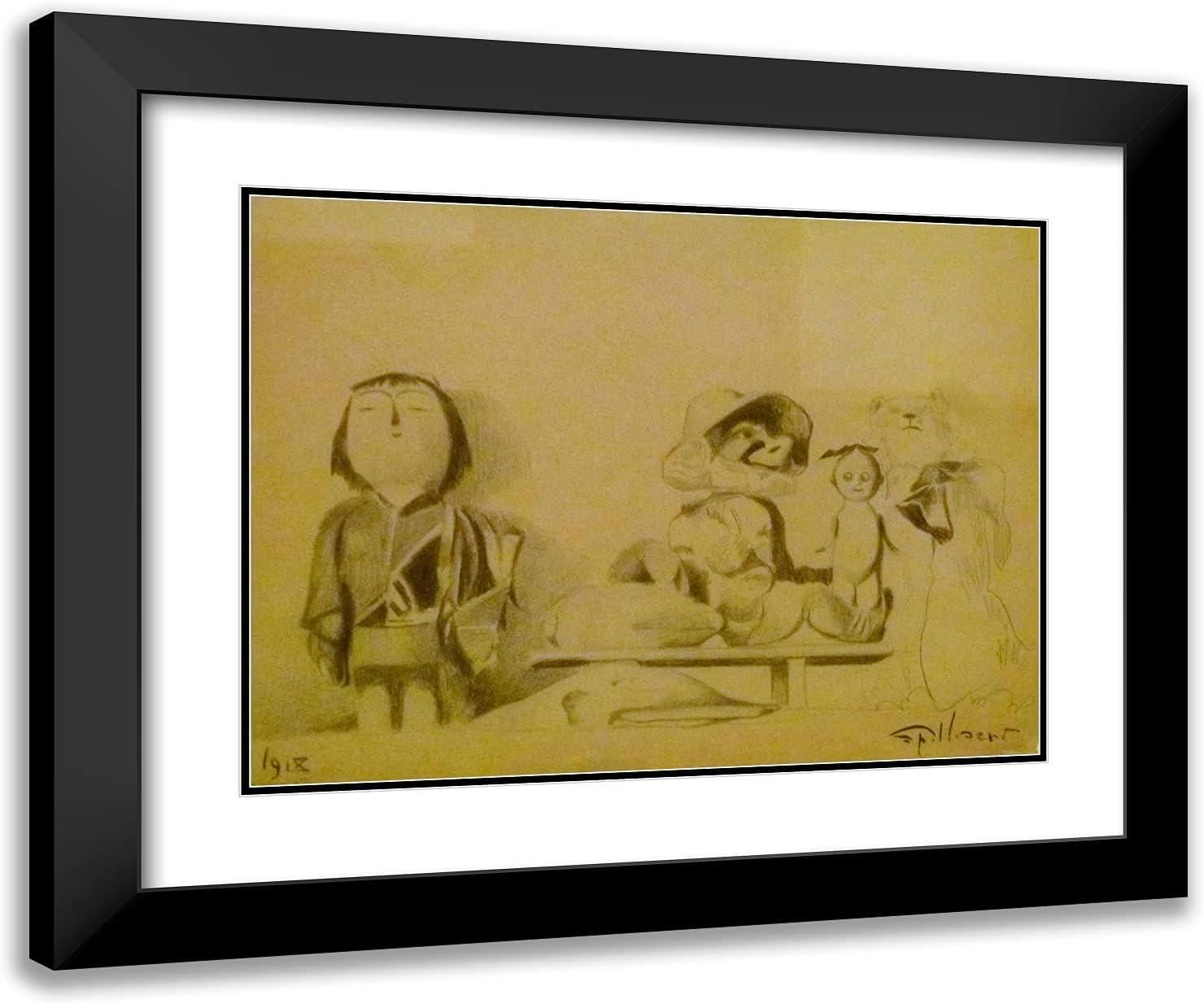 ArtDirect Spilliaert, Leon 24x20 Gold Ornate Framed Art Print with Double Matting Titled: Toys