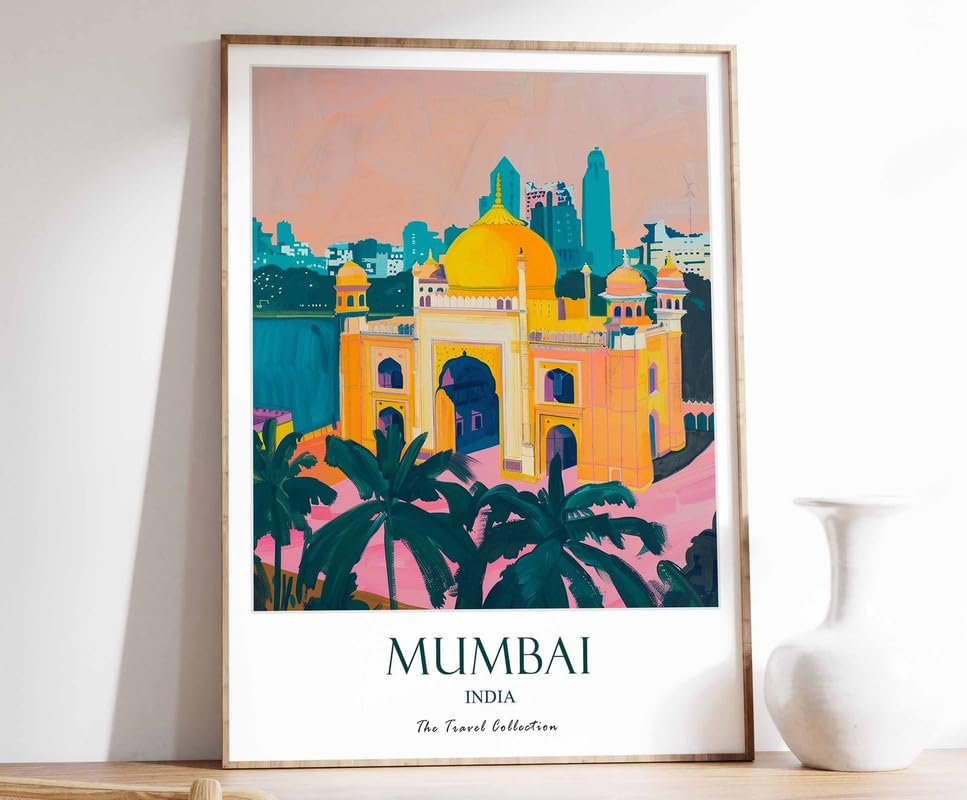 Poster Mumbai art mural indien deco Asie du Sud affiche voyage sur toile A0