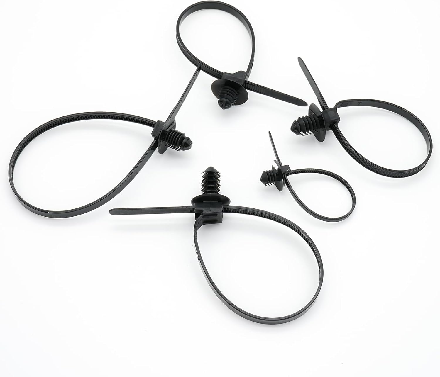 120 Pcs Push Mount Cable Ties Assorted Sizes, Black Nylon Push Mount Zip Ties Wire Harness Clips, 6-Types Snap in Zip Ties Self Locking Automotive Wire Ties for Wire Tying, Automotive