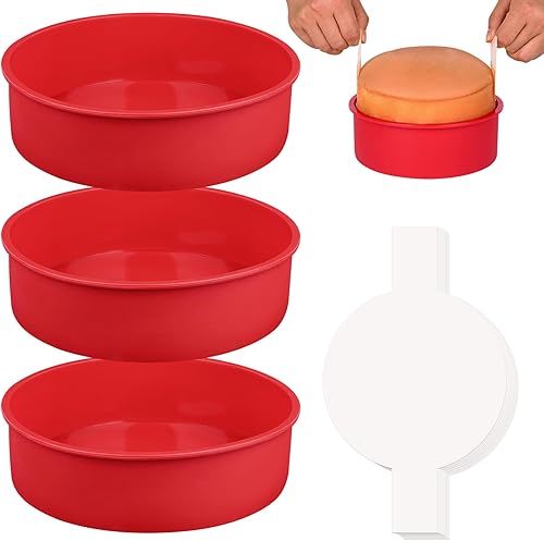 Miniatura 9 de HUAKENER Molde para pasteles de 4 pulgadas, paquete de 4 moldes de silicona para pasteles con 100 piezas de papel pergamino, molde redondo