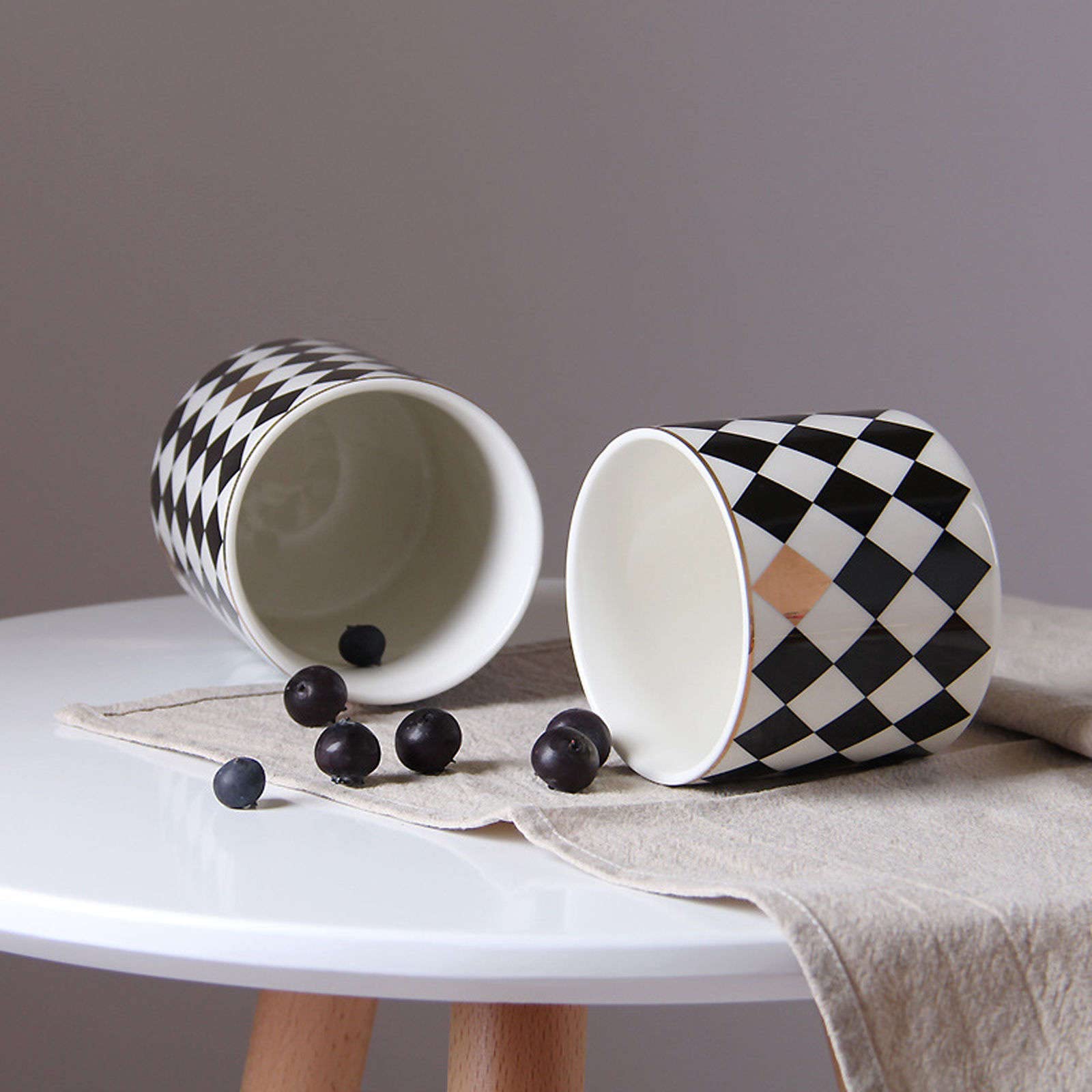 Tarro de especias de porcelana, azucarero, frutero for encimera de cocina, recipientes herméticos de cerámica for almacenamiento de alimentos for harina y azúcar for cocina, juegos de botes negros