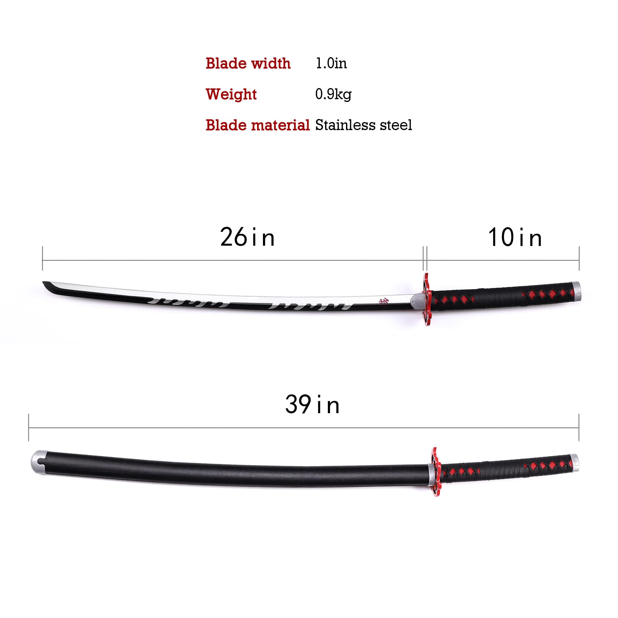 Hejiu 40" Cosplay Anime Swords Handmade Katana, Demon Slayer Sword