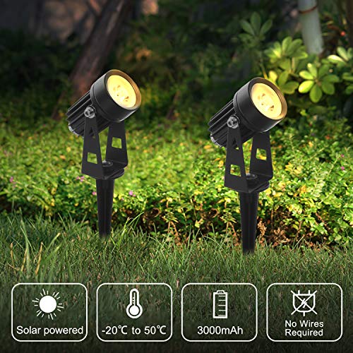 Otdair Solar Spotlights Outdoor, Led Solar Powered Landscape Lights 4 in 1 Bright Warm White Lights IP65 Waterproof Adjustable Head Light for Path Garden Yard Patio Lawn - Thumbnail 5