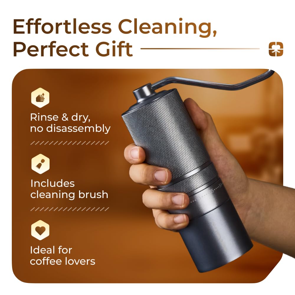 Molinillo de café manual M1, ajuste externo de 60 engranajes, rebaba cónica de acero inoxidable de 7 estrellas, capacidad de 30 g: perfecto para espresso, prensa francesa, turco, infusión fría -