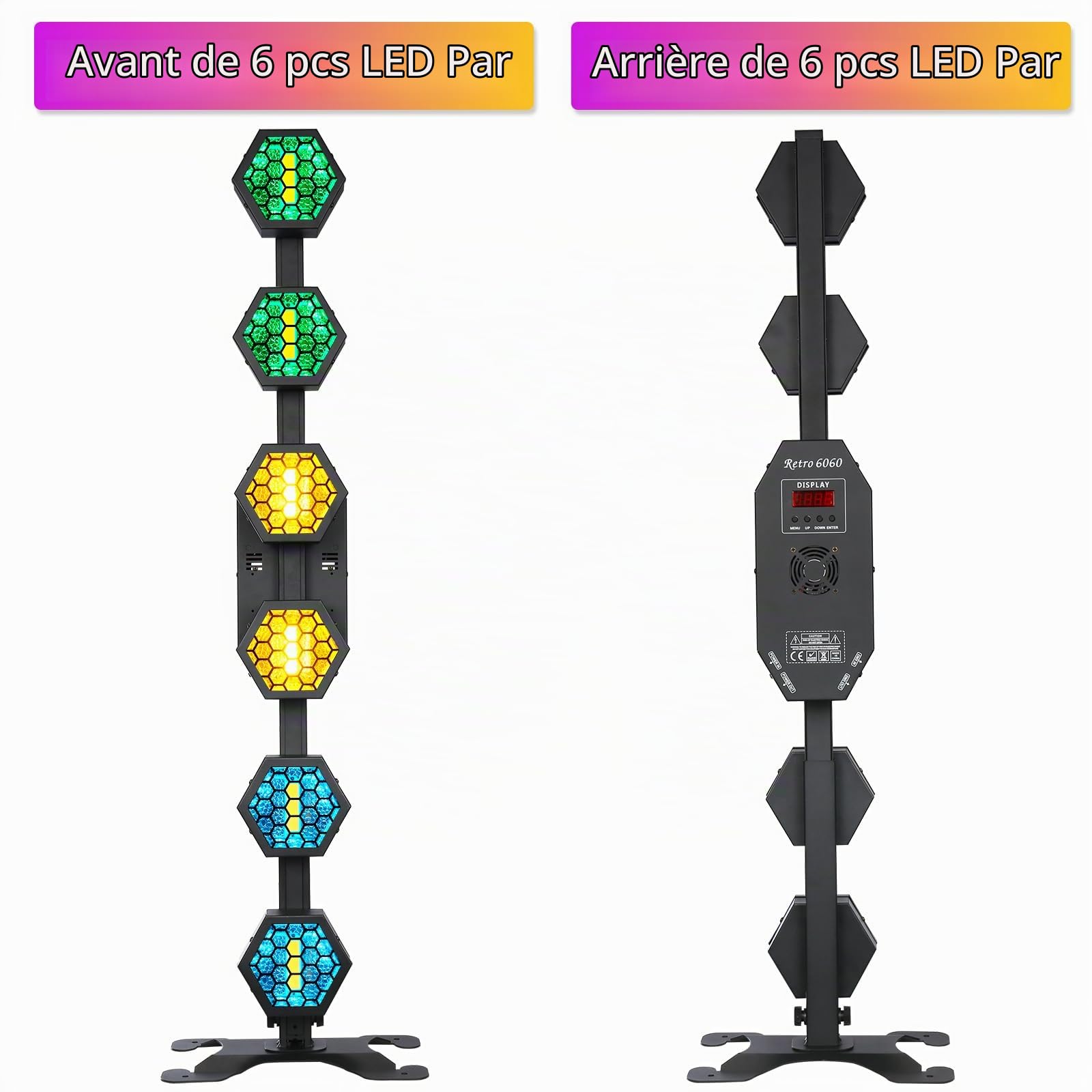 2PCS Projecteurs PAR COB Linéaires Vintage, Éclairages de Scène LED 240 W avec DMX512, Lumières DJ RGB pour Fêtes, Concerts, Mariages, Discothèques, Bars