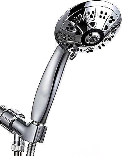 Hongyu Cabezal de ducha de alta presión con cabezal de ducha de mano de 5 funciones con manguera de núcleo de latón de acero inoxidable de 59