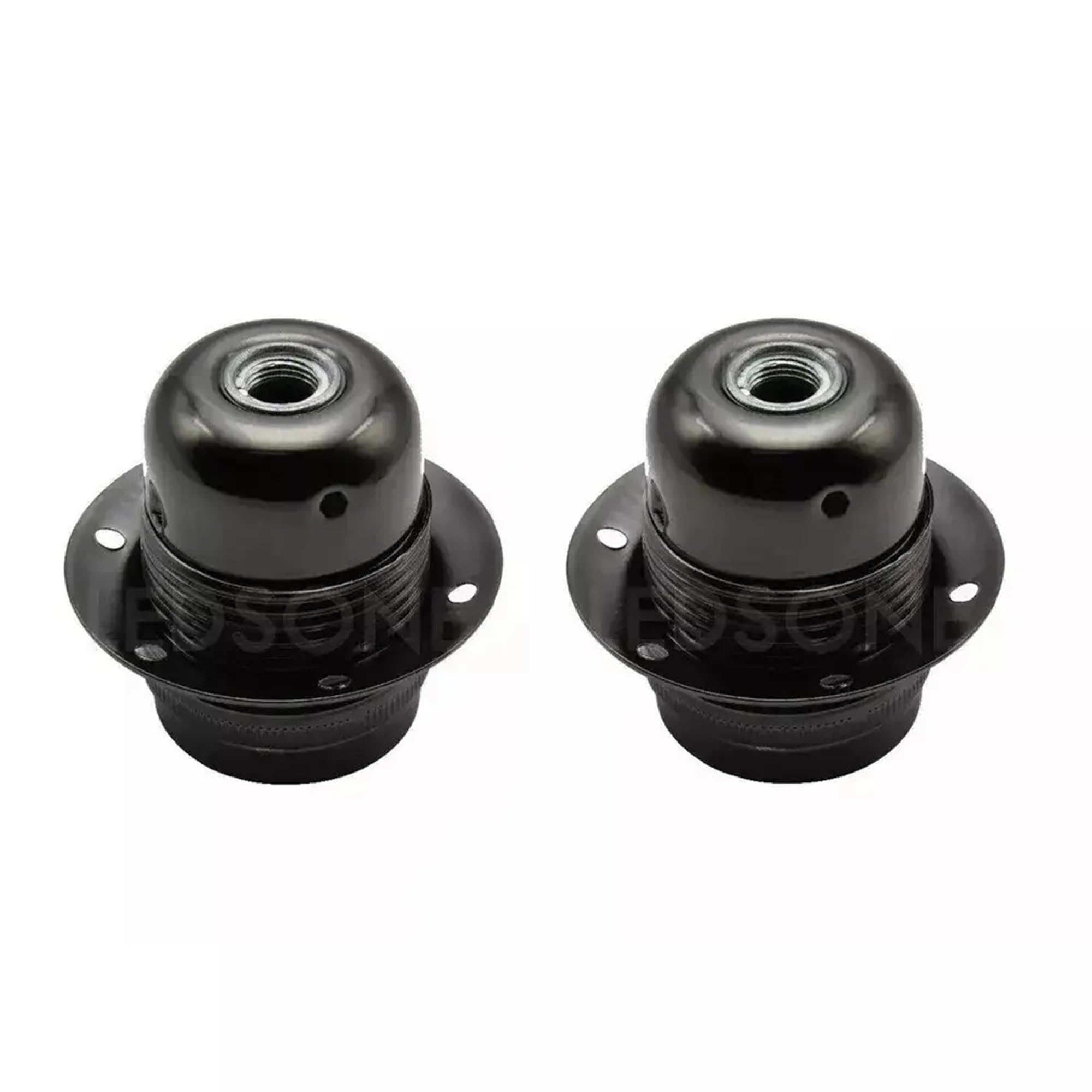 LEDSone Modern Vintage Industrial Solid ES E27 Lamp Holder LED Bulb Socket Adapter Pendant Fitting Screw Converter (Black 2 Pack)