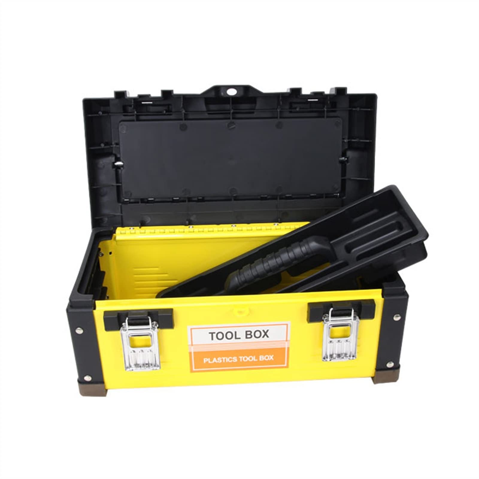 Cajas de herramientas Caja de herramientas con bandeja extraíble con bloqueo doble seguro, caja de piezas pequeñas, caja de herramientas de plástico con mango de metal, for almacenamiento de artesanía