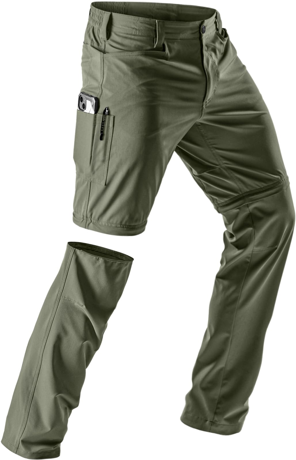 CQR Men's Convertible Cargo Tactical Pants, Water Resistant Outdoor Hiking Pants, Zip Off Lightweight Stretch Work Pants