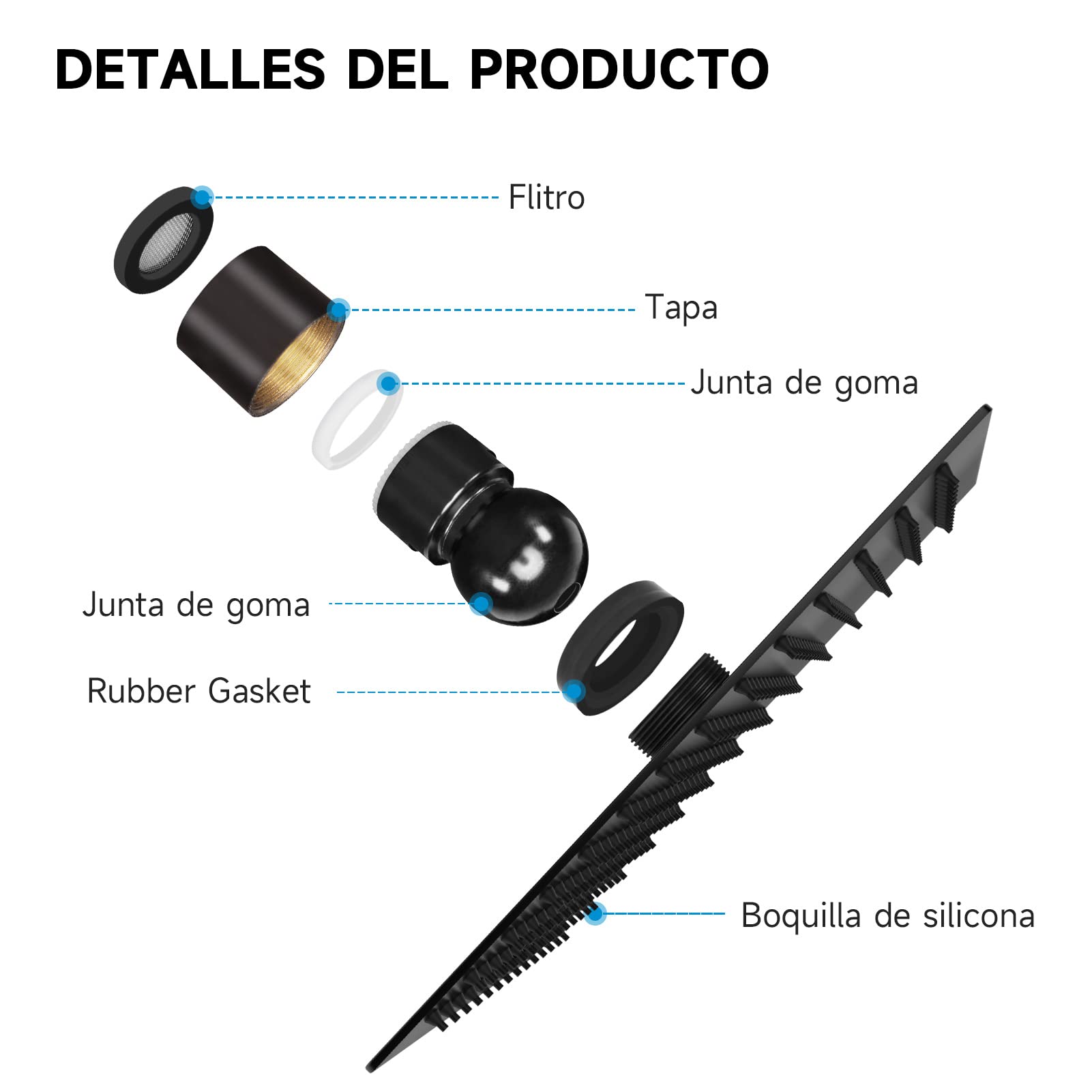 HAUSPROFI - Cabezal de ducha cuadrado de acero inoxidable con boquillas de 8 pulgadas/20 cm, acabado mate