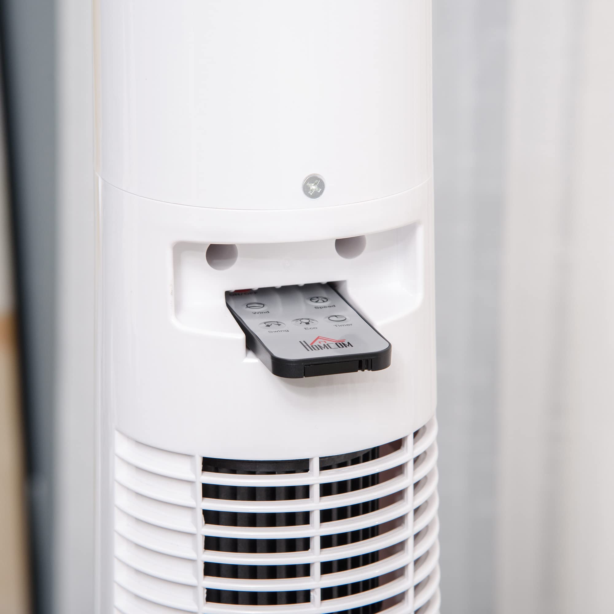 HOMCOM Ventilatore a Torre 50W a 3 Modalità e 3 Velocità, Ventilatore da Terra con Timer da 12h e Telecomando in ABS, Ø32x118.2 cm, Bianco