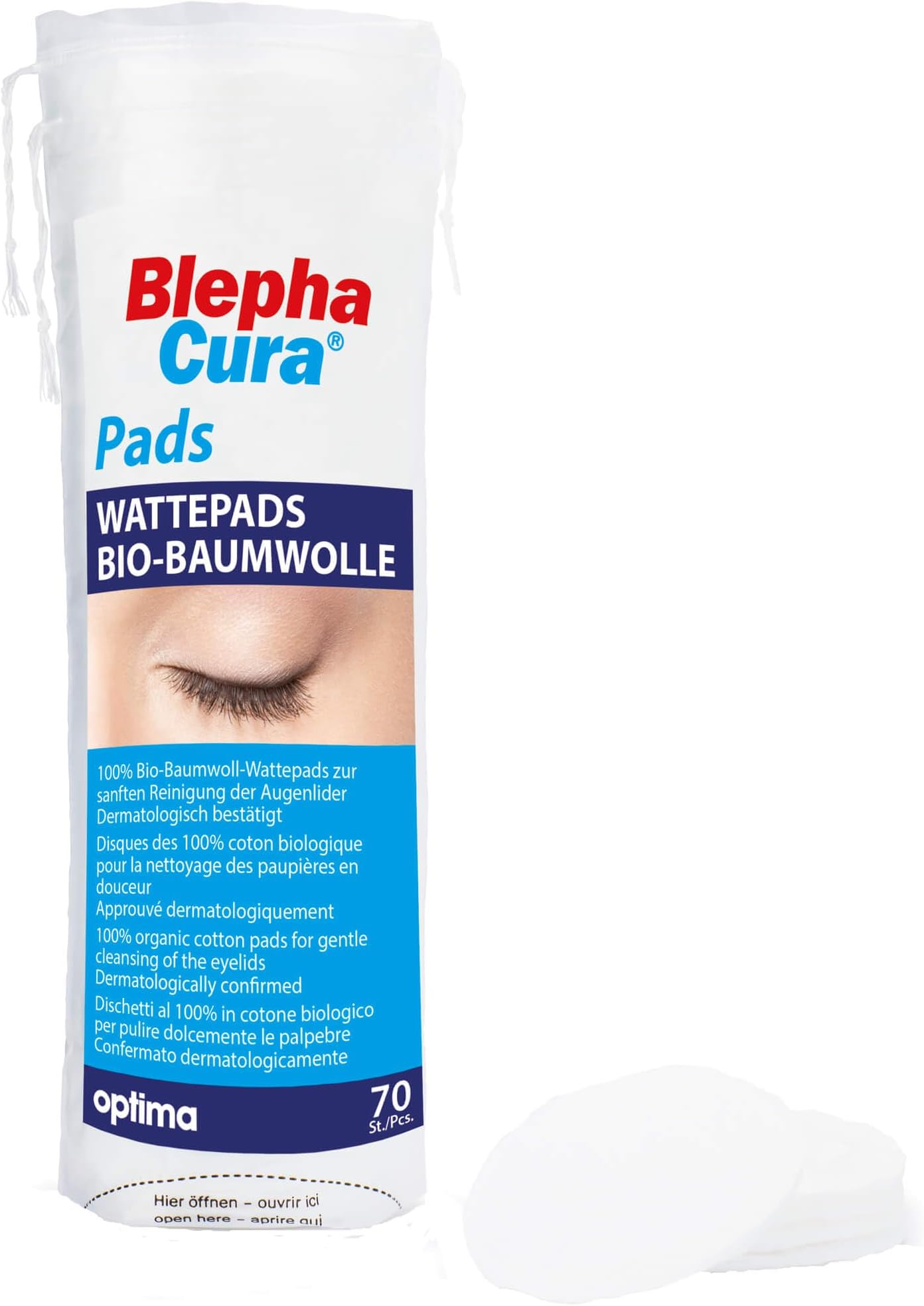 Optima Naturals Organic Cotton Rectangular Eye Care Cotton Pad, 70STK