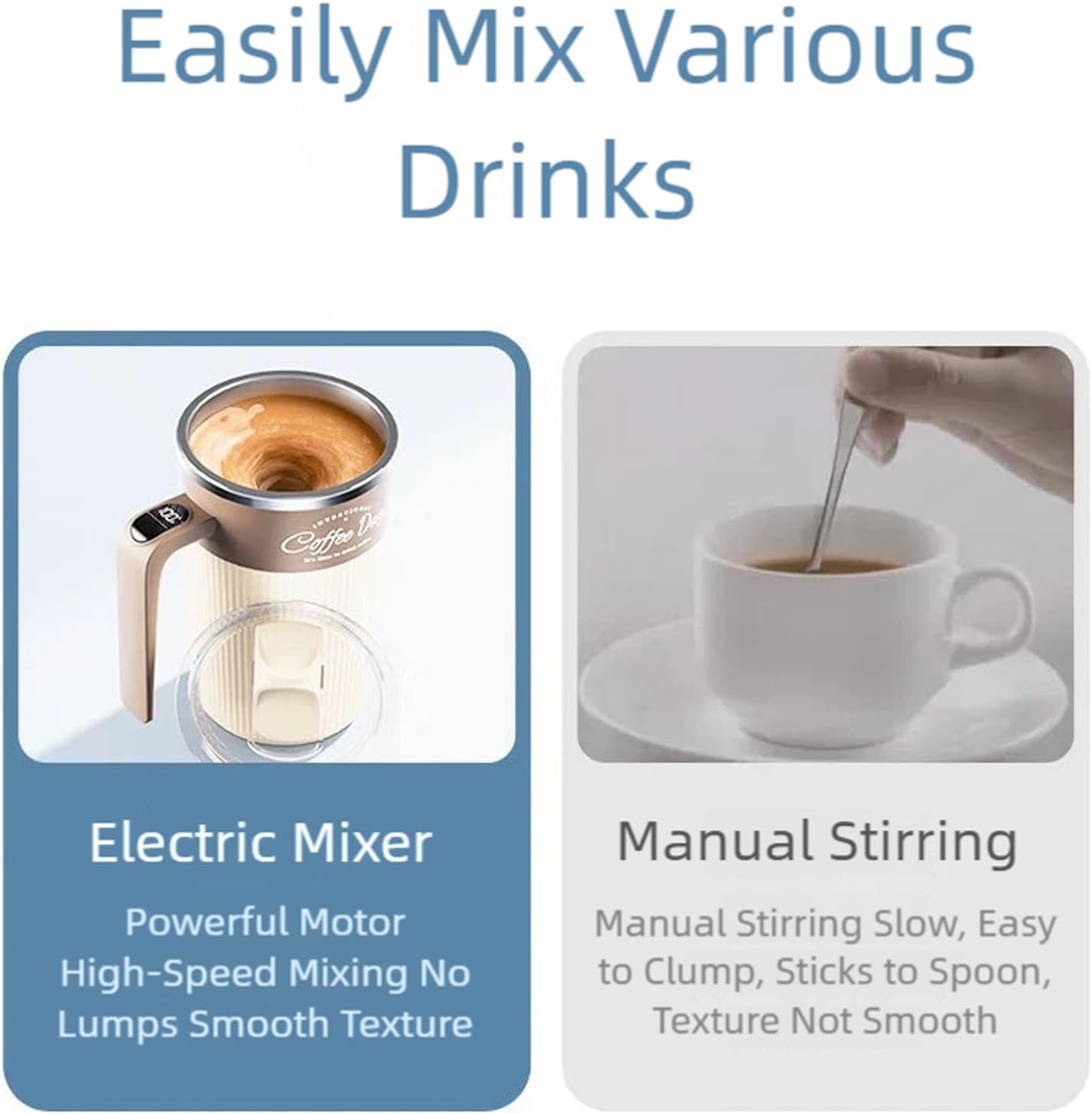 USB Rechargeable Automatic Stirring Coffee Cup with Temperature Display Stainless Steel Office Mug Stirring Coffee Cup