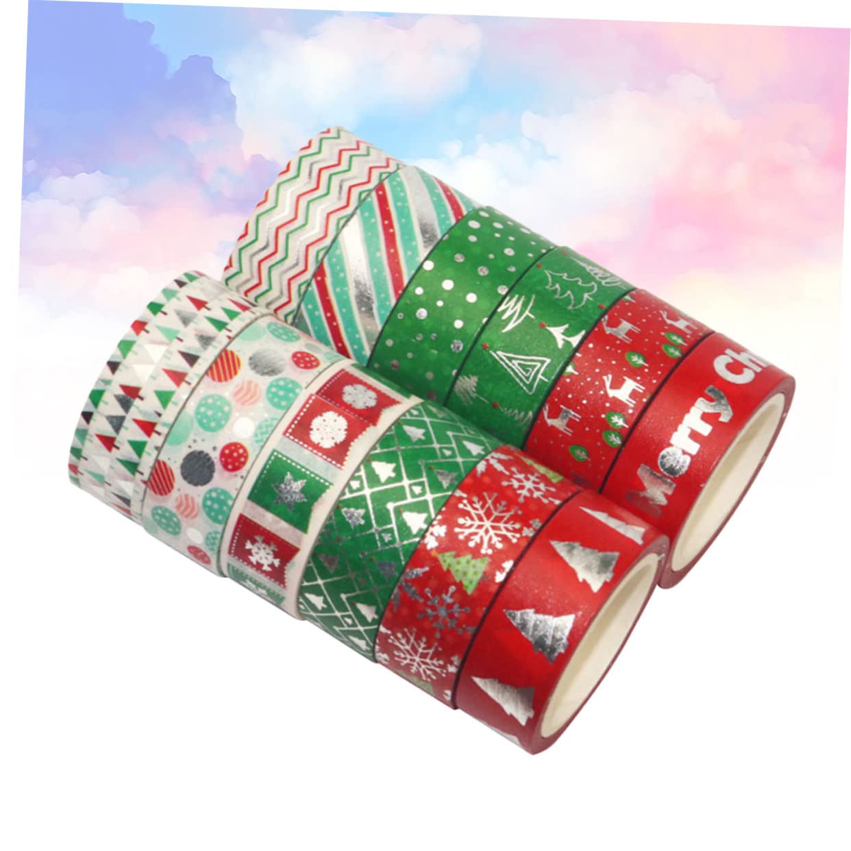 EXCEART 3 Juegos De Cintas Adhesivas De Papel Washi Colección Navideña para Envolver Manualidades Decoración del Hogar Y La Oficina 12 Rollos X 3