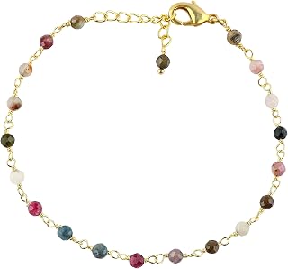 Natural Gemstones Bracelet, Healing Crystals, Microfaceted Beads Rosary Chain, Hypoallergenic Gold Plated Jewelry for Women, Handmade Bohemian Bracelet, 7+1inch