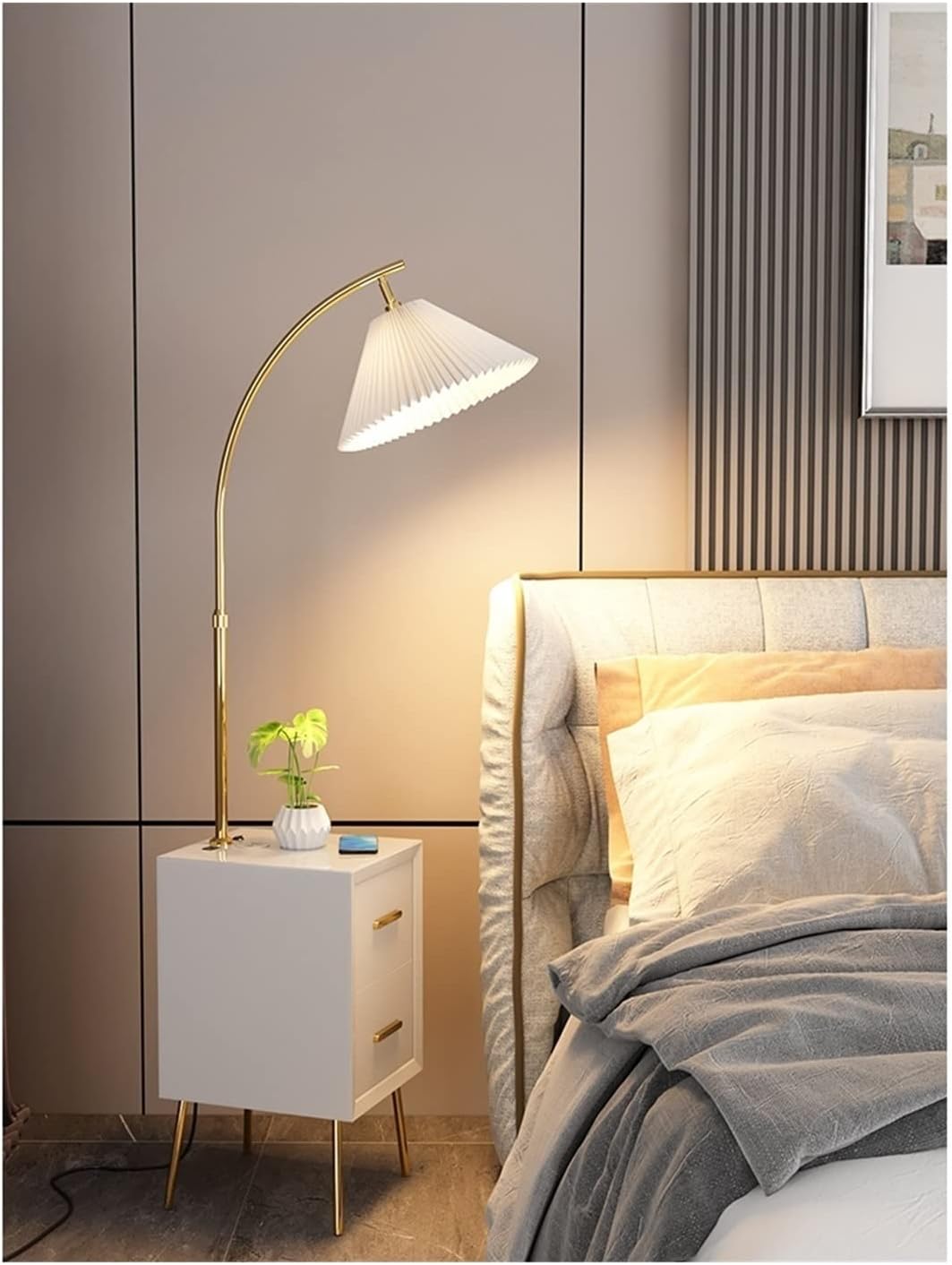 Amazon.co.jp ベッドサイドテーブル ベッドサイドテーブル ライト付き スマートベッドサイドテーブル ベッドルームサイドテーブル