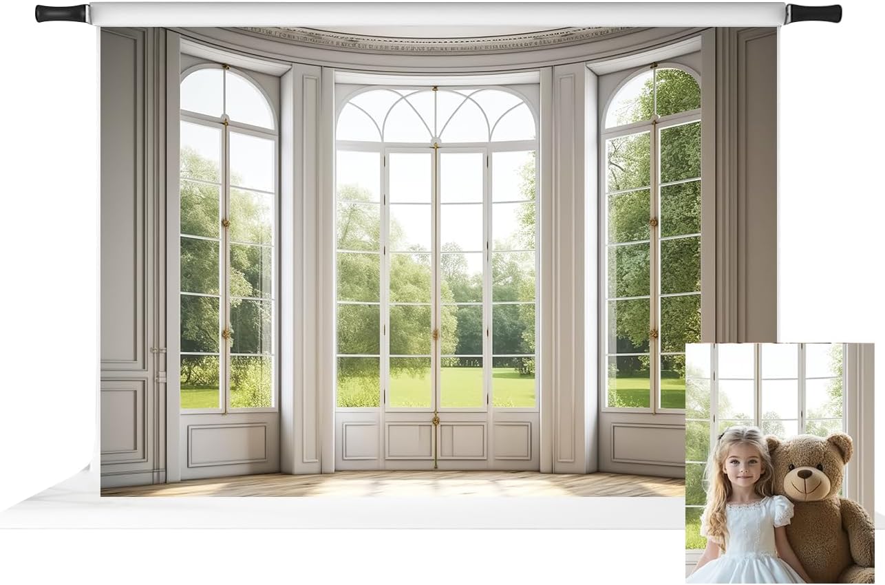 Kate 7x5ft Panel Windows Scenery Backdrop for Photography Indoor White Panel Windows Background Photo Studio Props