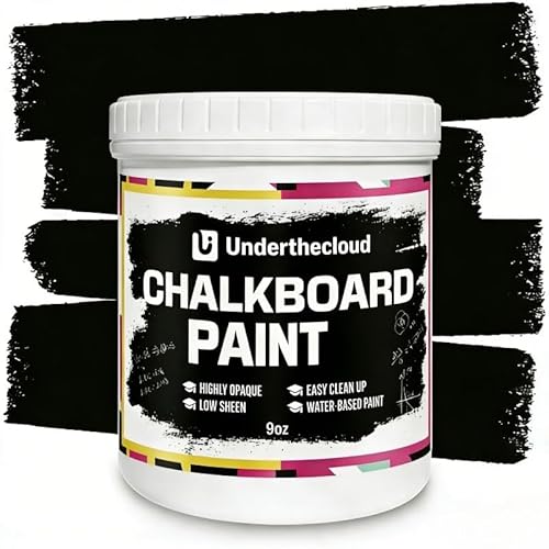 Chalkboard Blackboard Paint Chalk Board Paint for Wood, Metal, Glass, Wall, Plaster Boards Sign, Frame, Interior/Exterior, All-in-One Primer & Top Coat, Black Matte Finish, Acrylic, Non-Toxic 9oz