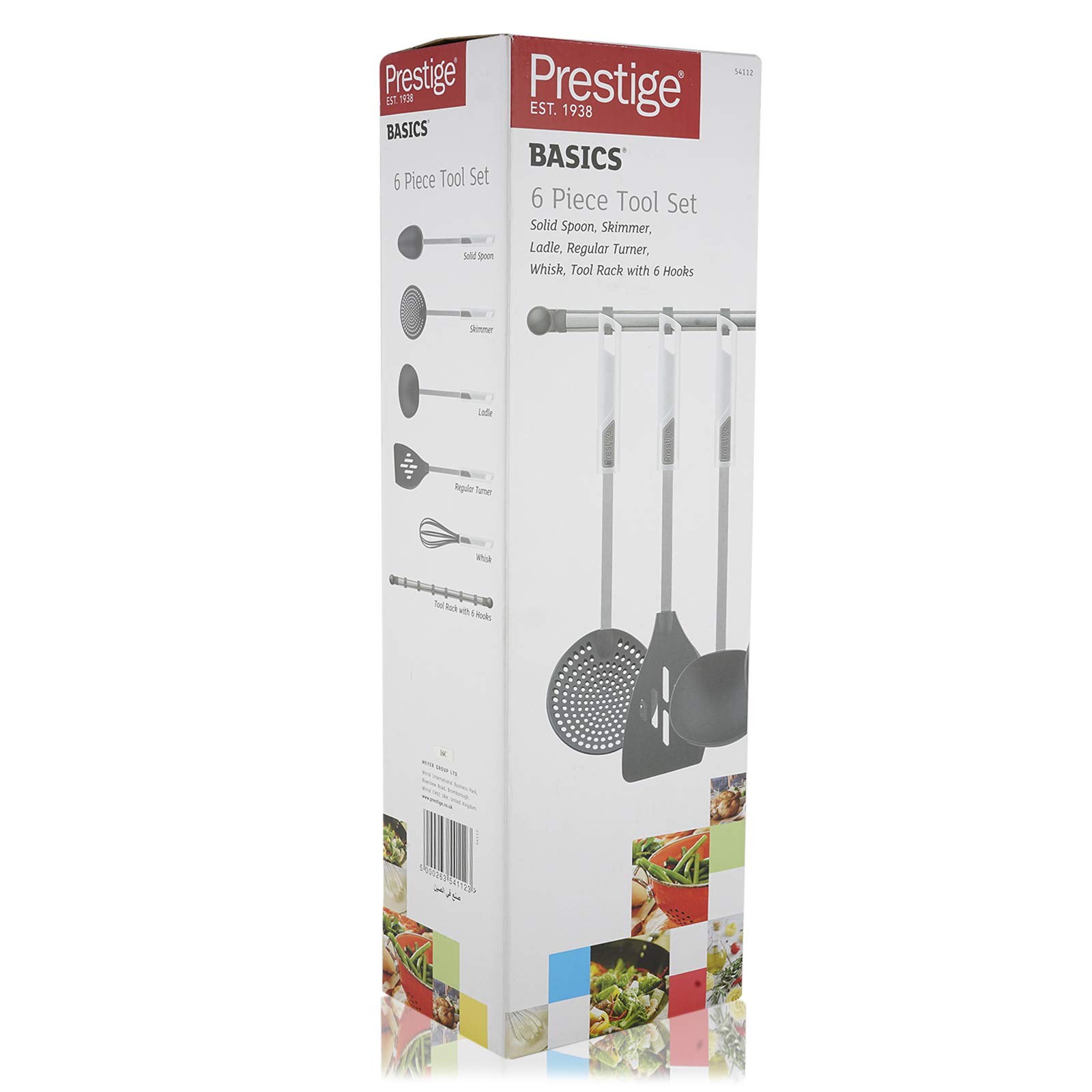Prestige 6-Piece Plastic Kitchen Tool Set with Rack | Spatula Set for Kitchen | Black â€“ PR54112