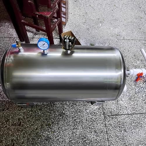 AOZENG Ausdehnungsgefäß, Brunnenpumpe Mit Hoher Kapazität Drucktank, 16 26 42 53 66 79 132 185 Gallonen Automatischer Drucktank, 304 Edelstahl Umkehrosmose Lagertank(700L/185Gal)