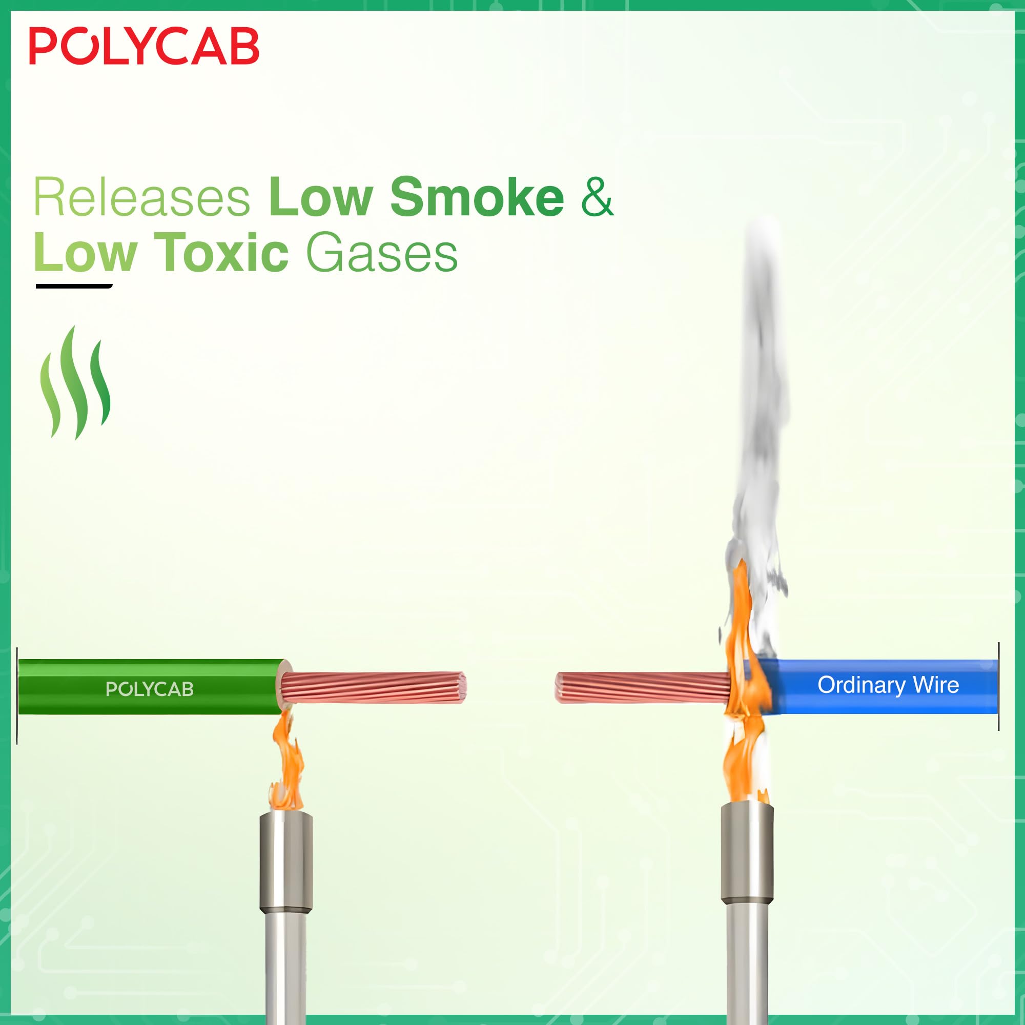 Polycab Green Wire+ 90M coil |1 SQ MM|Heat resistant upto 900 C | Low smoke | Low toxic fumes | GreenPro certified | 99.97% high purity copper | Rodent protection | Eco friendly (Green) — Amazon image 5