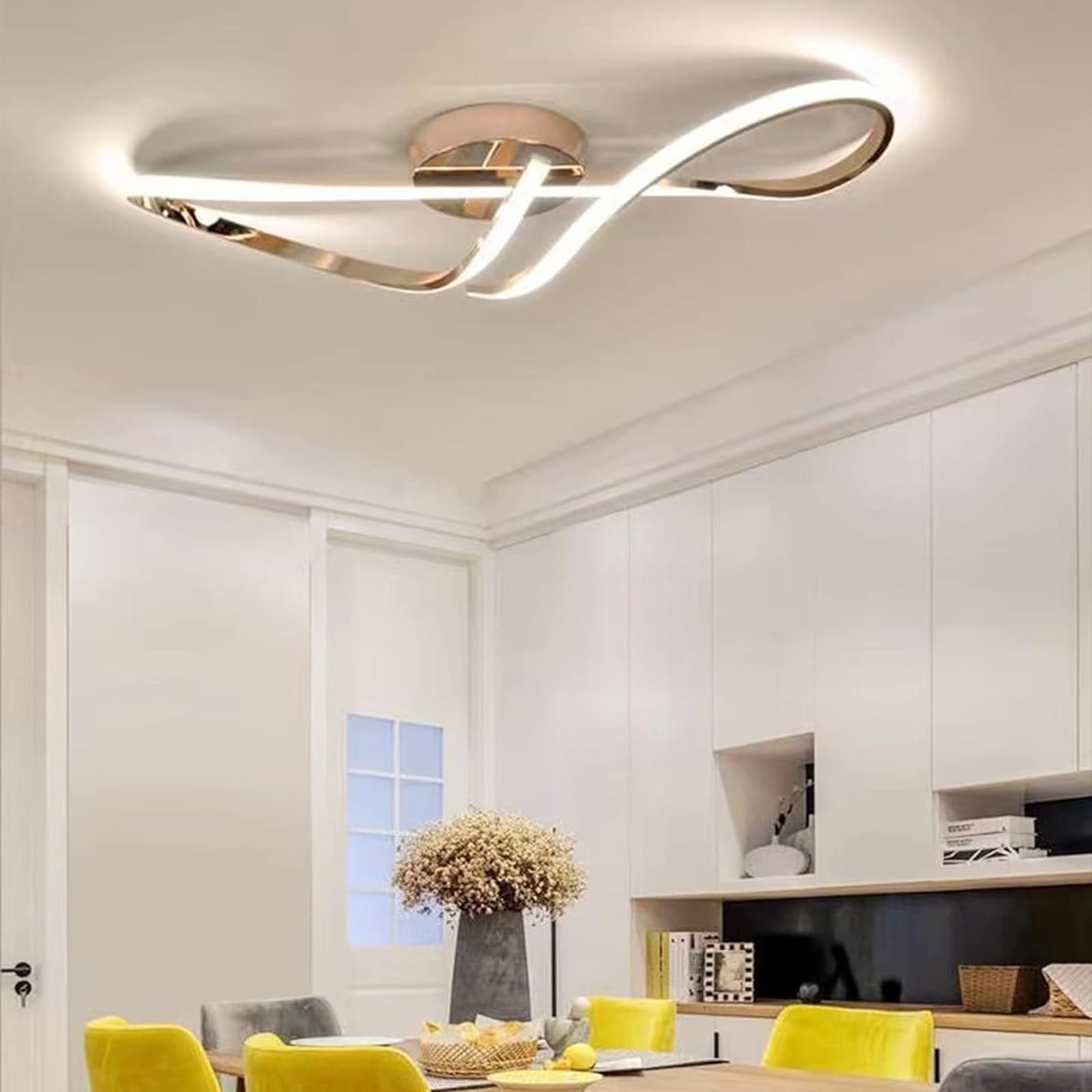 Dimmbar LED Deckenleuchte，Gold Modernes Verchromen Prozess Deckenlampe Mit Fernbedienung für Schlafzimmer Kinderzimmer Wohnzimmer KüChe Esszimmer Arbeitszimmer Innenbeleuchtung 80cm