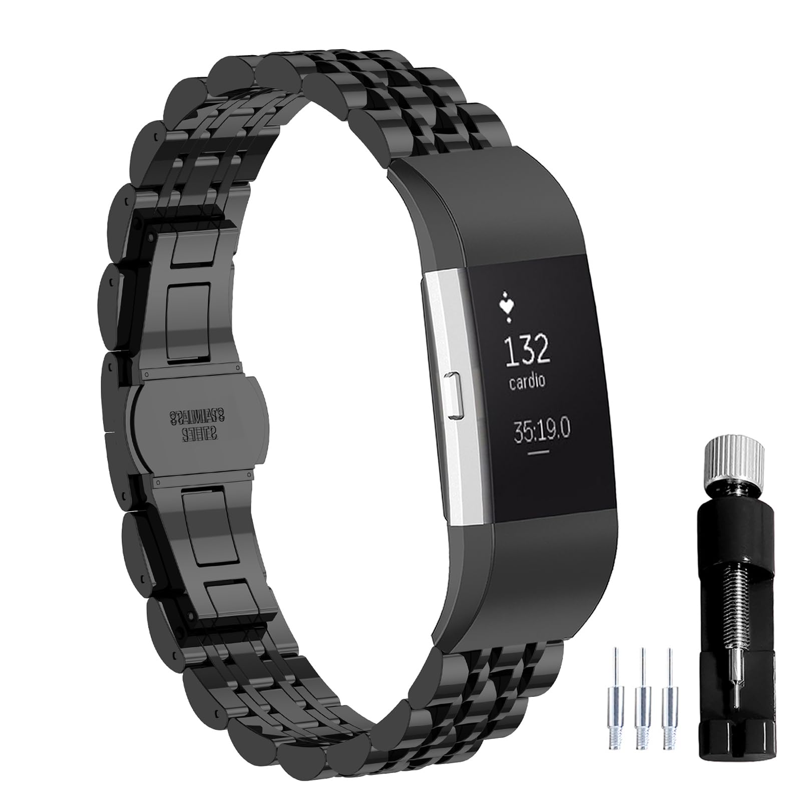 Gheper Metal Watch Band Stainless Steel Compatible with Fitbit Charge 2/Charge 2HR Wristband Replacement Strap for Women Men