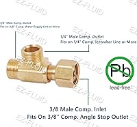 Vista 2 de EZ-Fluid Comp. hembra de 3/8 pulgadas x 1/4 pulgadas macho Comp. x 3/8 pulgadas macho Comp. LF Latón Add-on-Tee Extensor de conexión de rama