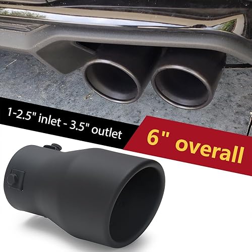 Miniatura 6 de LCGP Punta de escape de entrada ajustable de 1 a 2.5 pulgadas, punta de escape de acero inoxidable de 1 a 2.5 x 3.5 x 6 pulgadas, diseño