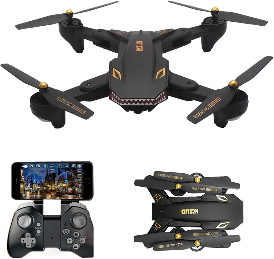 FPV WIFI Drone VISUO XS809HW with 120° FOV Wide Angle 720P HD Camera Live Video - Altitude Hold, Hovering, Headless Mode, Optical Flow (Black)