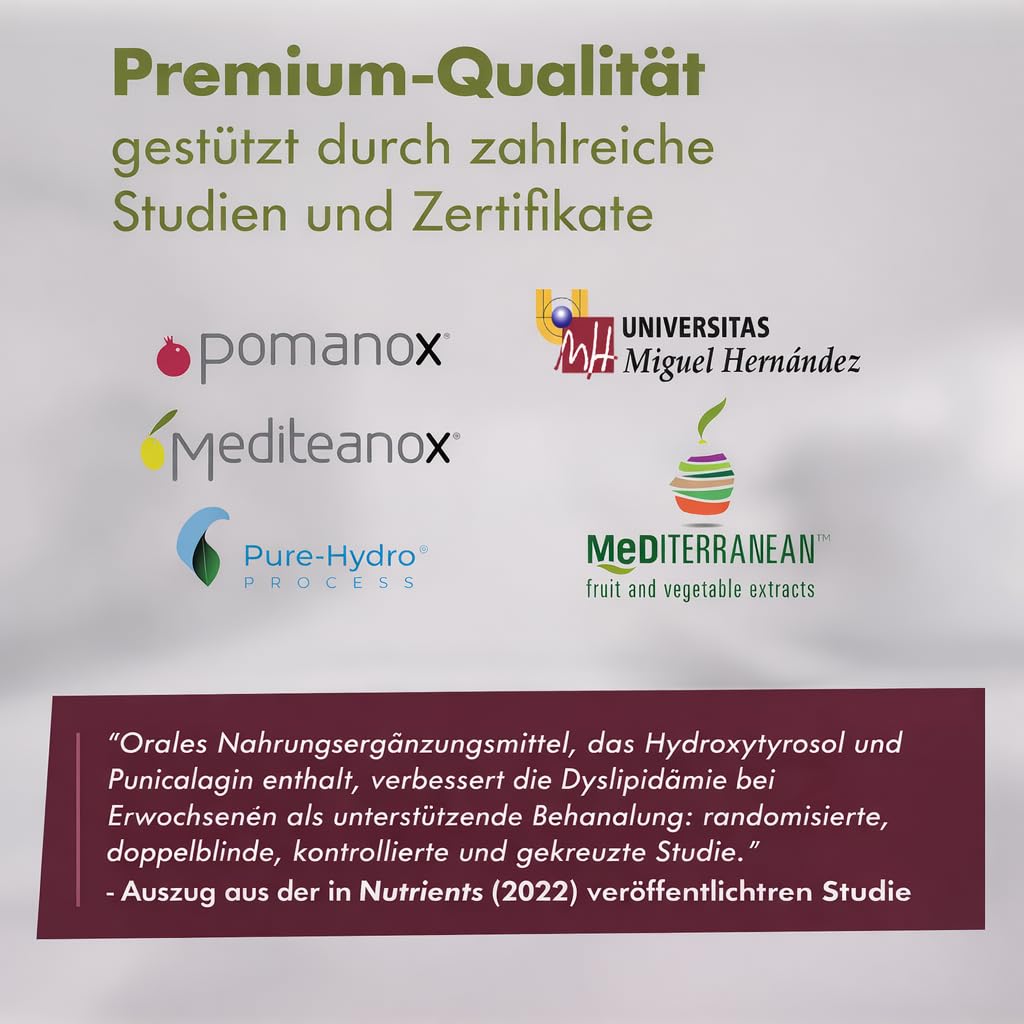Granatum Plus - Punicalagin und Hydroxytyrosol - Granatapfel- und Extra Natives Olivenölextrakt - Antioxidativ und Entzündungshemmend - Hautpflege - Spanien - 1 Box 60 Kapseln