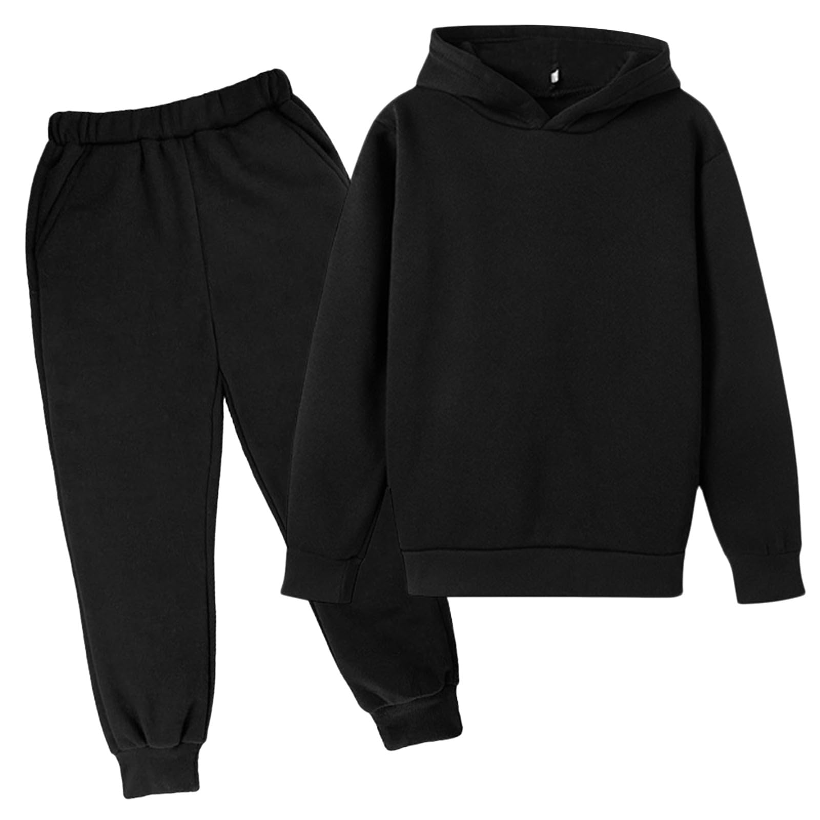 Générique Navidad 2024 Navidad Niños Niños Casual Color Sólido Manga Larga Suéter Sudadera Sudadera Chándal Pantalones de chándal Unisex 2 PC Chándal Monos Niñas