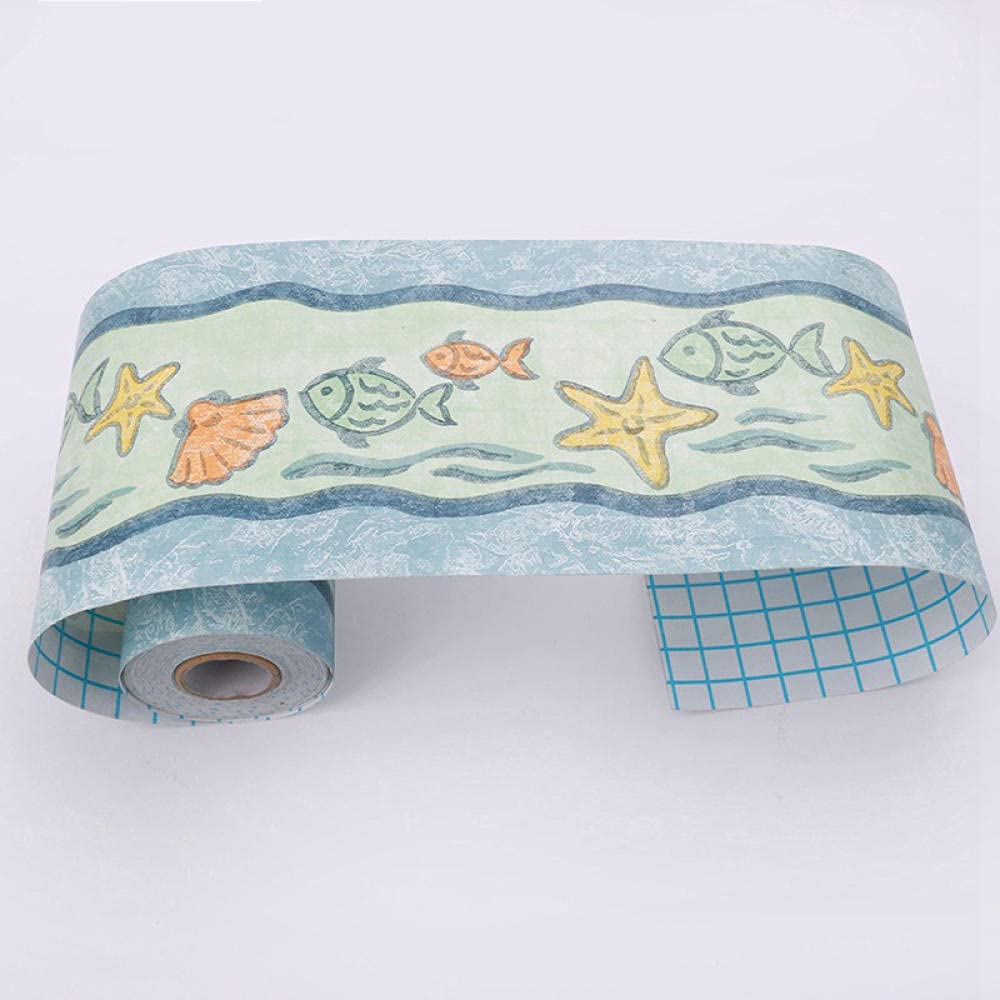 Dostear Peel and Stick Wallpaper Border Self-Adhesive Wall Border Sticker Home Ceiling Decorative Border for Bathroom Living Room Kitchen Small Fish 10.6×1000CM