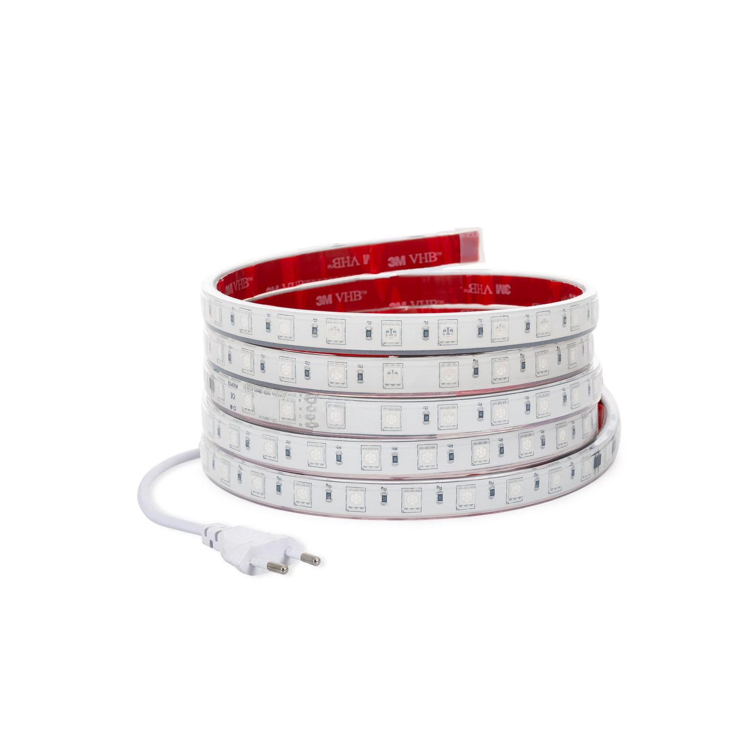 LEDKIA LIGHTING Striscia LED RGB 220V SMD 60 LED/m 15W/m SILICONE FLEX Larga 12mm IP67 Taglio 100cm con Telecomando 3 m