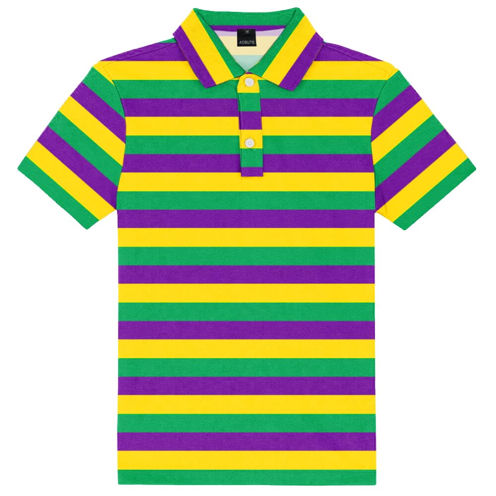AOBUTE Kids 4th of July Polo American Flag Short Sleeve Button Down Shirts Tops 3-14 Years