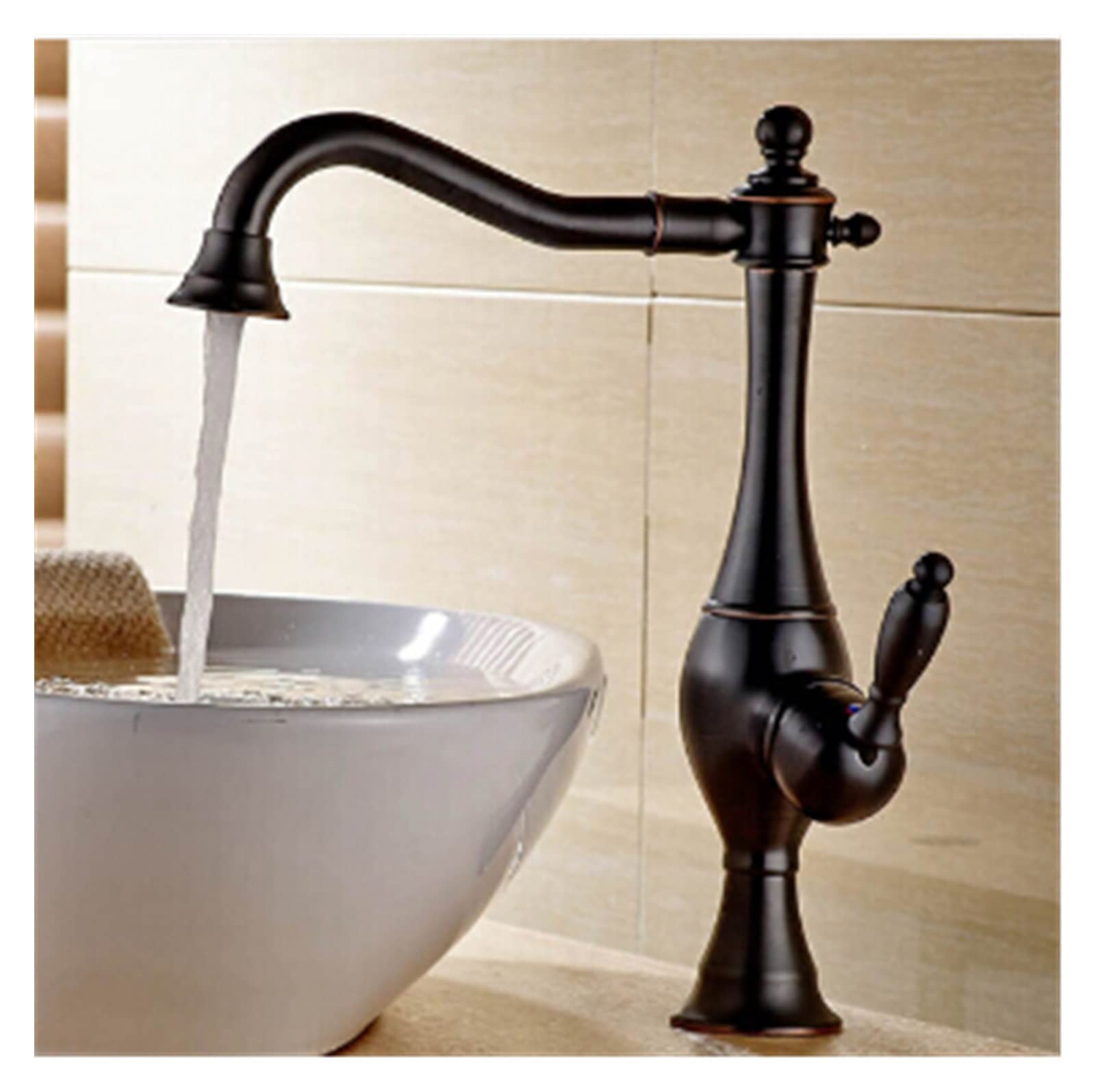 Mooilko Nero Basin Faucets Modern Gold Color Deck Mounted Bathroom Mixer Faucets High Swivel Bathroom Sink Faucet Easy To Install(Nero)