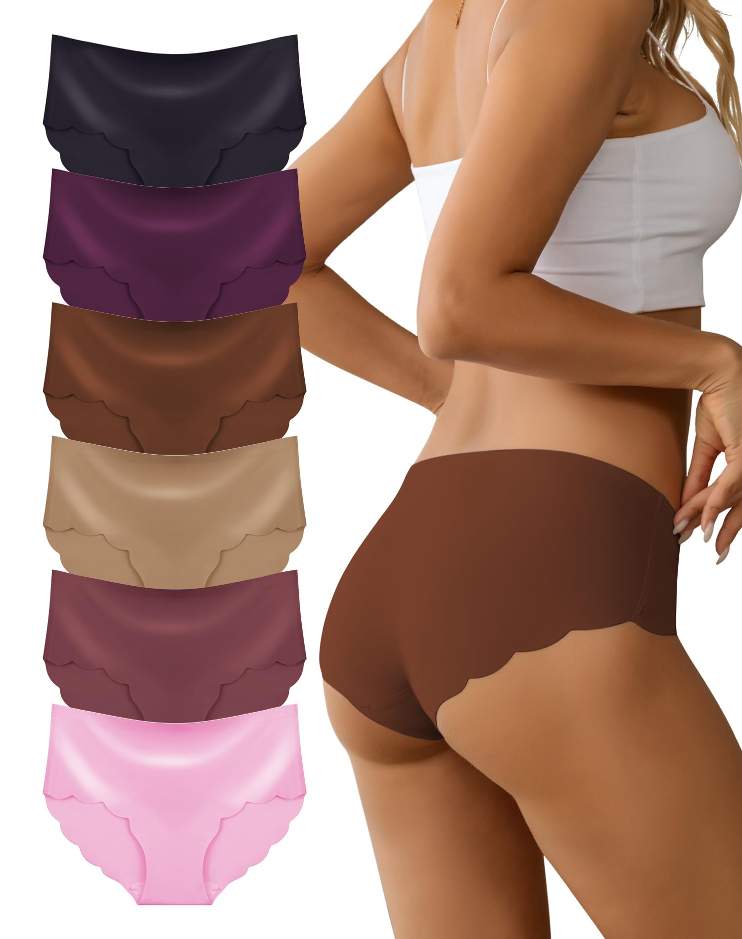 Dawnrole sous-Vêtements Femmes sans Couture Knickers pour Femmes Doux Confortable pour La Peau sous-vêtements Pack 6
