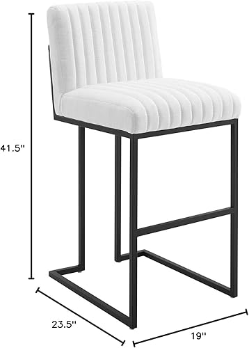Miniatura 3 de Modway Indulge Channel - Taburete de bar de tela copetudo, color blanco