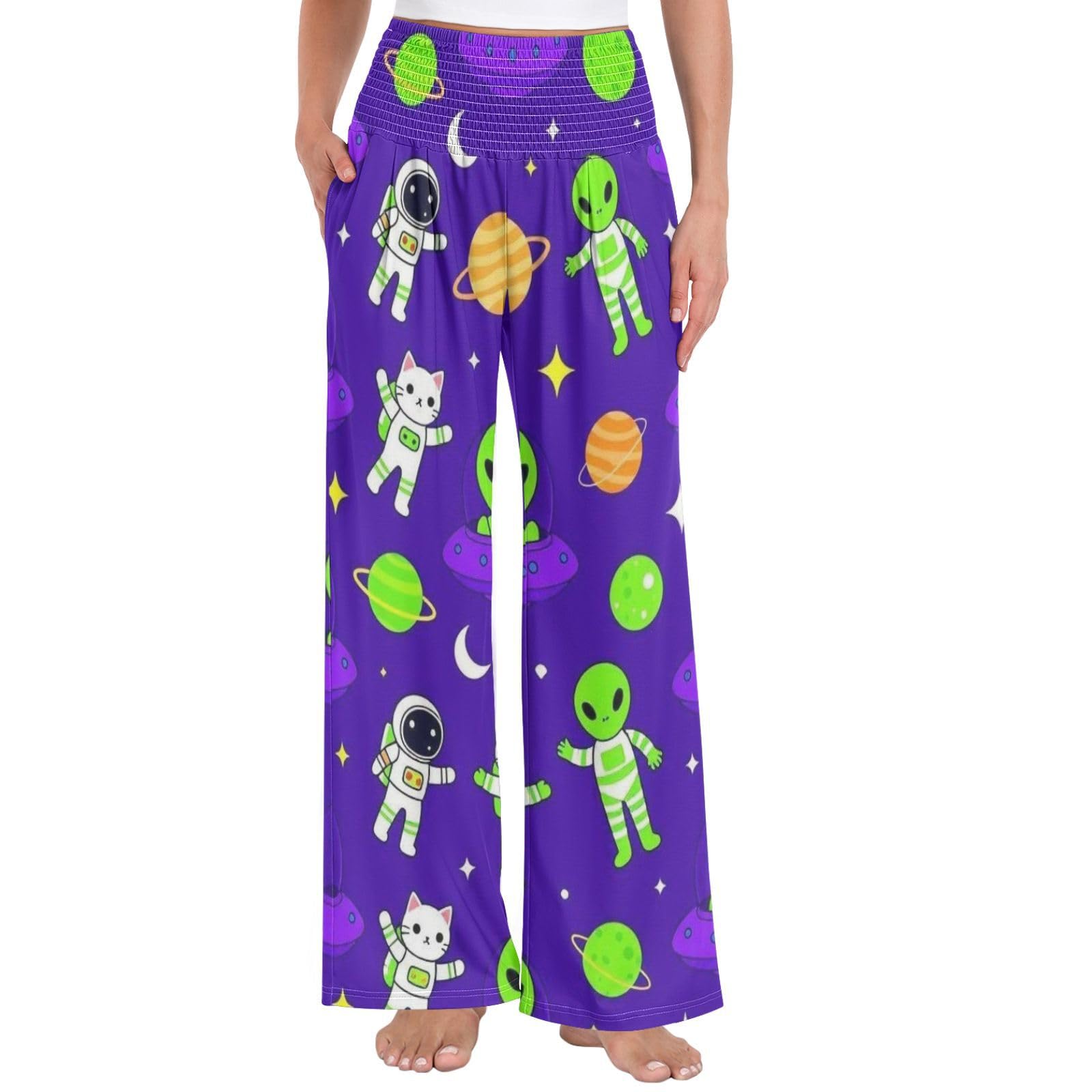 Alien Print Space - Pantalones de yoga ligeros para mujer