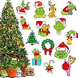 Christmas Tree Decorations - 30PCS Grinch Christmas Tree Hanging Ornament Holiday Xmas Ornaments Chr