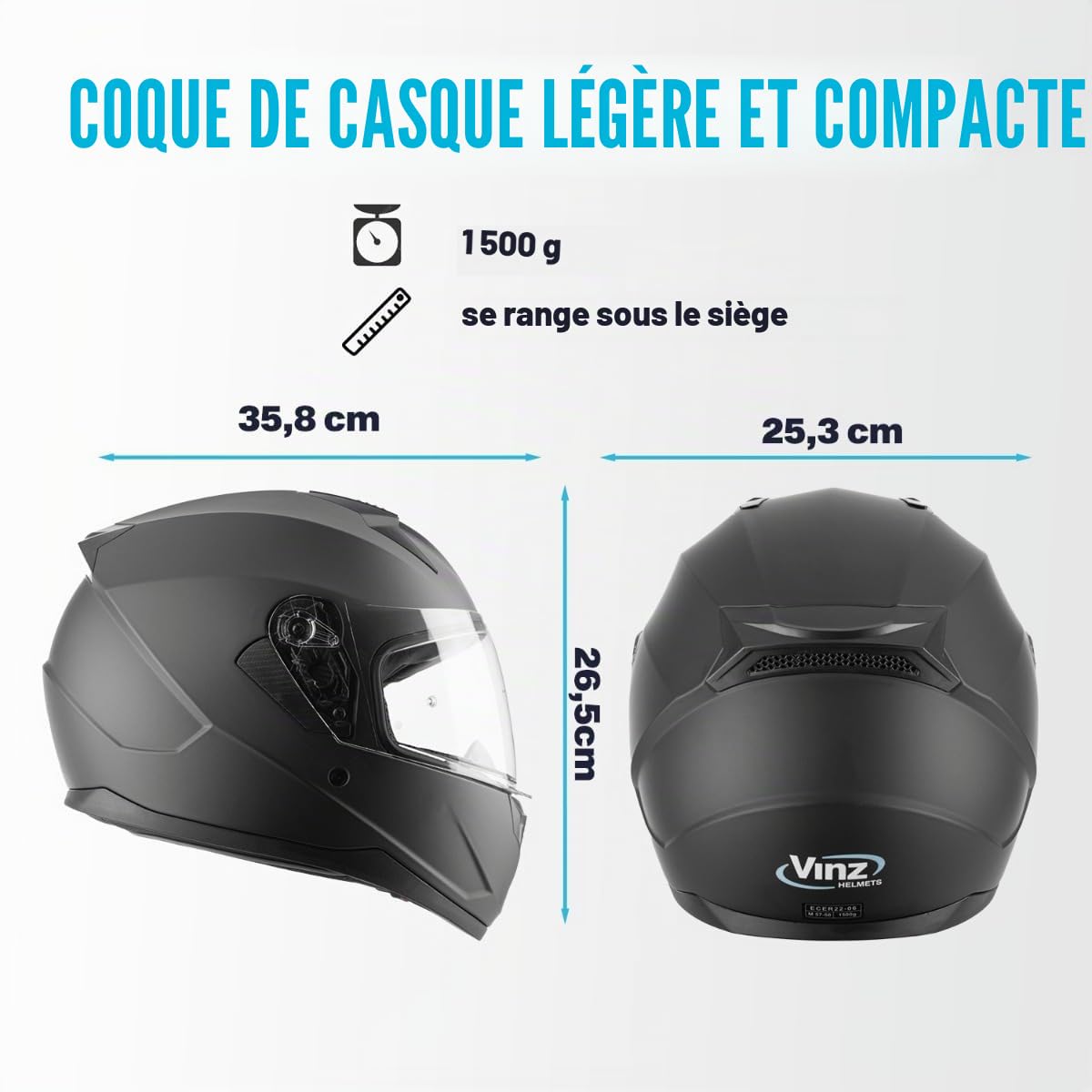 VINZ Vigo Casque Intégral | Casque de Moto Full-Face Homologué ECE 22.06 | Casque pour Scooter et Moto | pour Femmes & Hommes | Tailles XS-XXL