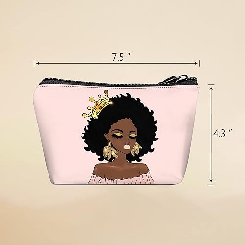 Miniatura 69 de Bolsa de maquillaje Melanin para mujer, bolsa de cosméticos impresa portátil, bolsa de aseo de viaje, bolsa organizadora de maquillaje para mujeres