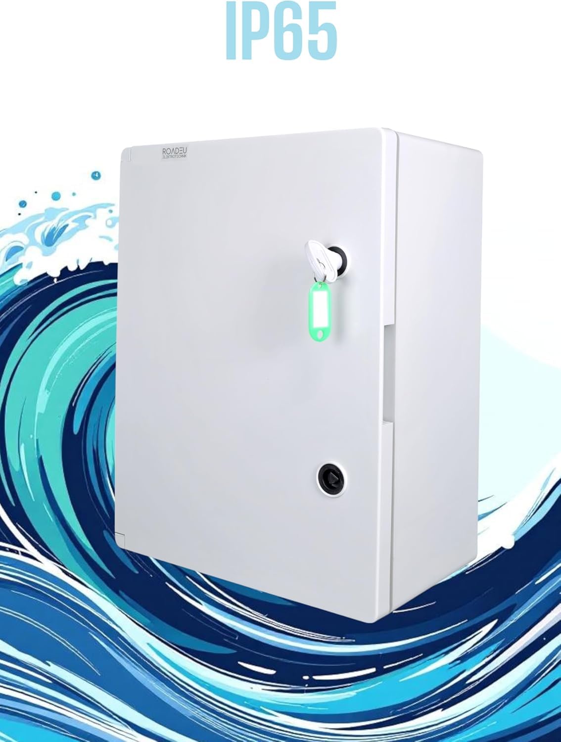 RoadEu – Caja de distribución mural IP65 400x500x245mm – Armario eléctrico estanco con cierre, prensaestopas, guía DIN y placa metálica – Para instalaciones técnicas y exteriores