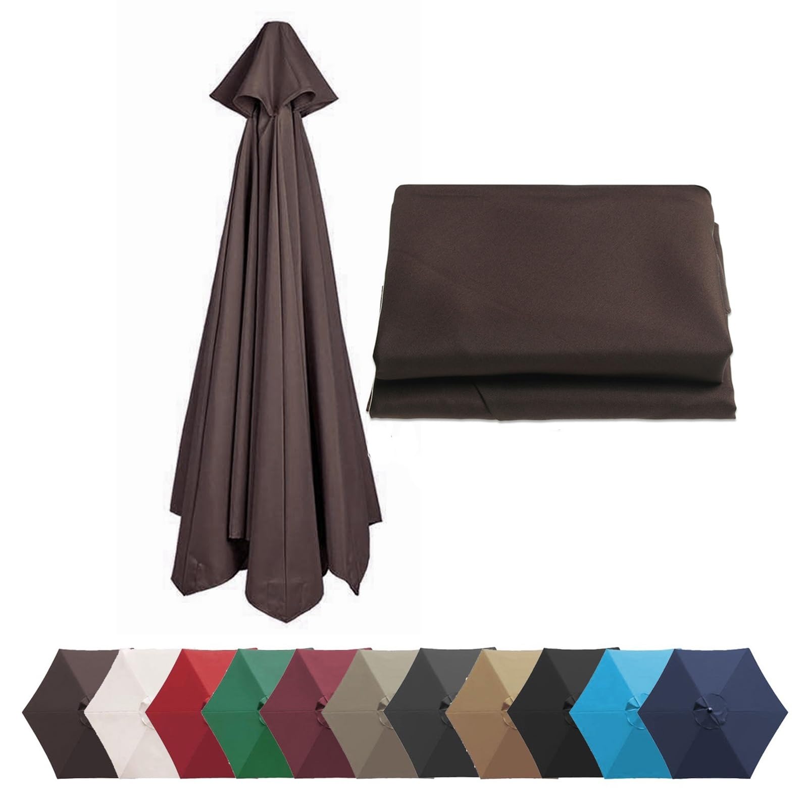 TZUFA Umbrella Canopy Replacement Cloth 2m/2.7m/3m, 8 Ribs/6 Ribs, Replacement Parasol Fabric Cover, Patio Umbrella Replacement Canopy (Color : Brown, Size : (8Rib) 3m/118in) — image 1