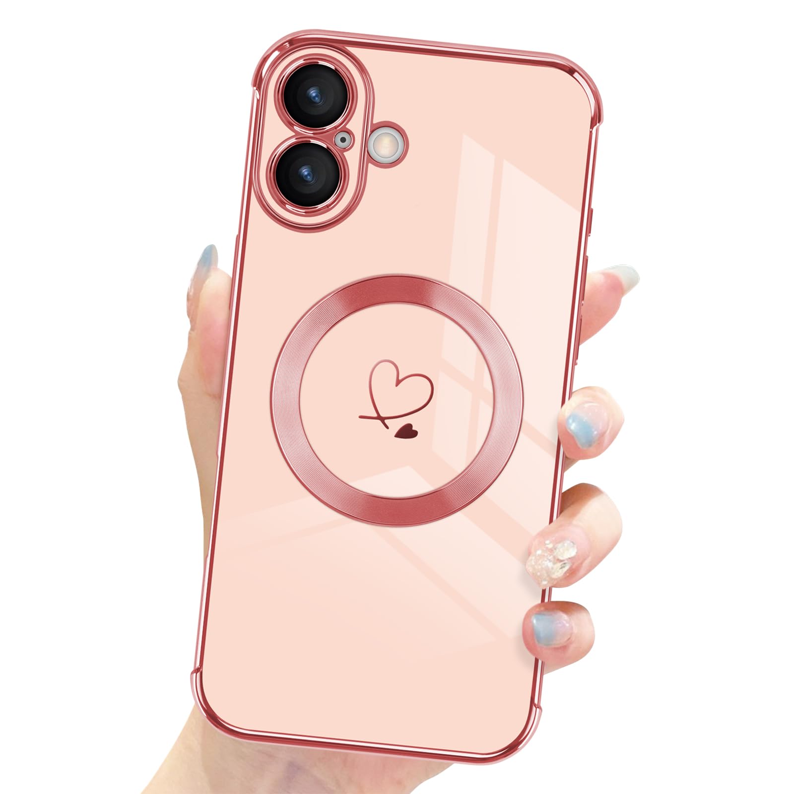 Newseego For IPhone 16 Pro Magnetic Case, Luxury Sparkle Bling Glitter Clear Case For Women Girls Men Full Body Drop Protection Bumper Shockproof Cover For IPhone 16 Pro-Pink - View #12