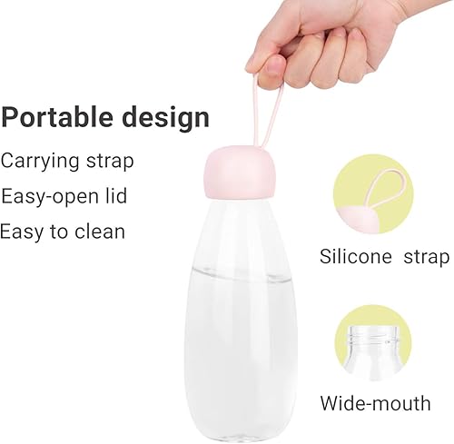 Miniatura 8 de emoi Botella de agua sin BPA, 16 oz16.2 fl oz, bonita botella de agua con correa de transporte, ideal para niños, niñas, estudiantes, mujeres,