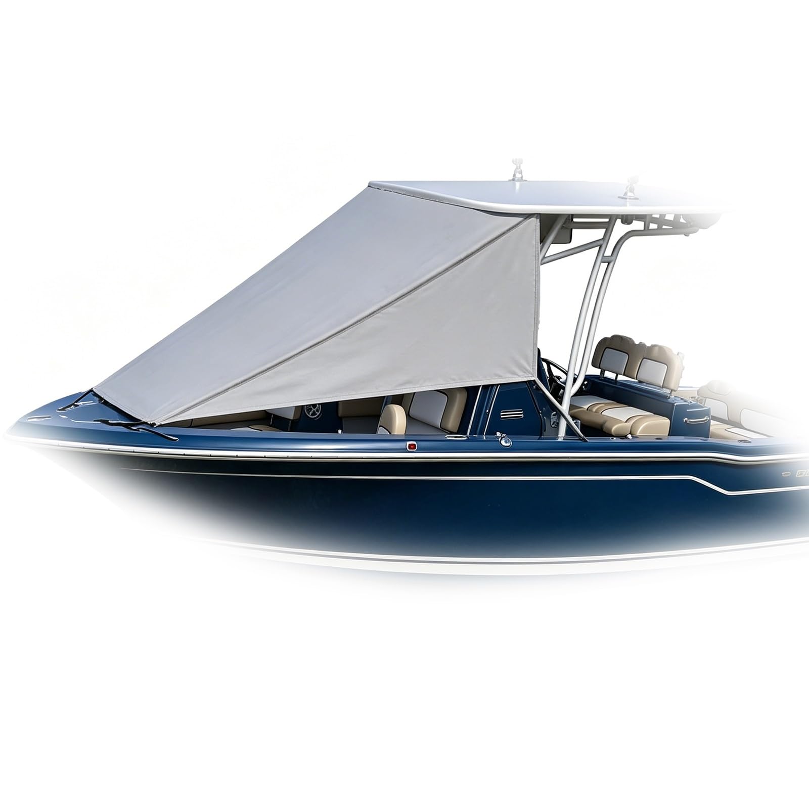 Adjustable T-Top Boat Bimini Top Shade Cover, Waterproof UV Protection Canopy, 7 Colors Optional, Universal Replacement Awning for Most Center Console Boats(Grey,213x260cm)