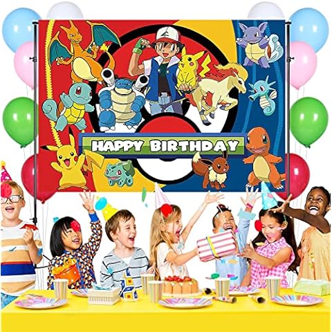 Qemsele Kids Party Photography Backdrop & Studio Prop Party Banner with 20 Color Balloons, Cartoon Theme Photo Booth Background for wall Decorations for Girls Boys Birthday Supplies Cover