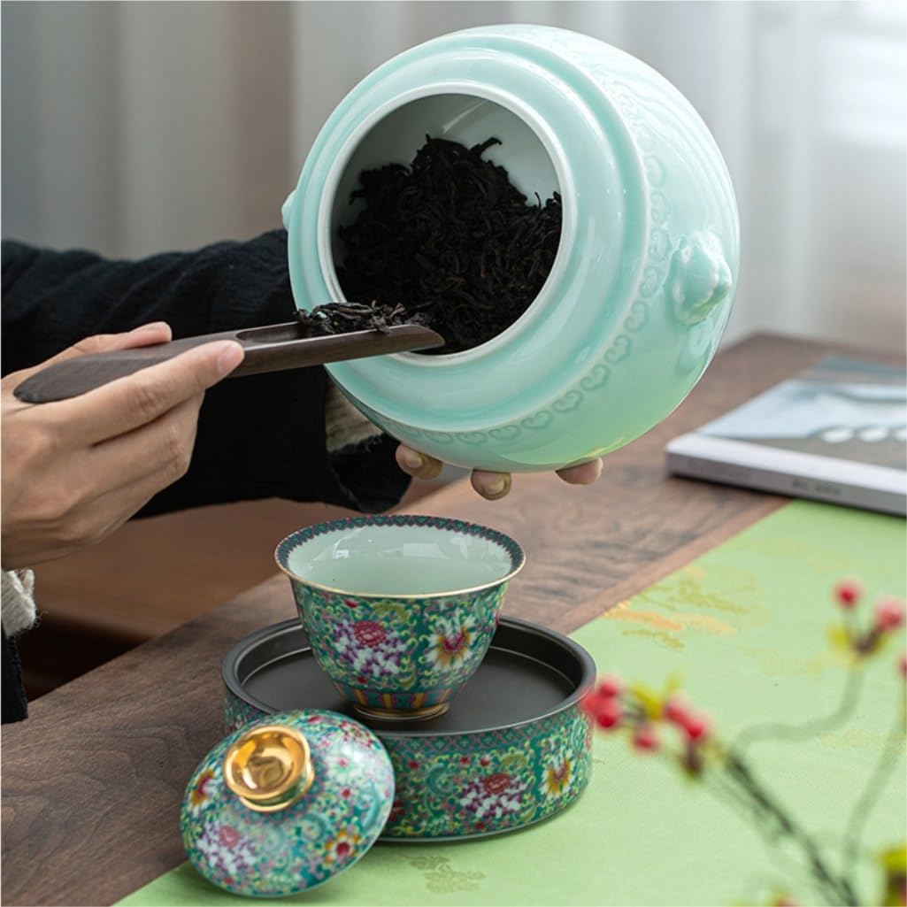 Contenitore per il tè in ceramica, contenitore per il tè sfuso in ceramica, barattolo da cucina, grande barattolo sigillato, set da tè retrò cinese, set di barattoli singoli, barattolo per il tè (B)