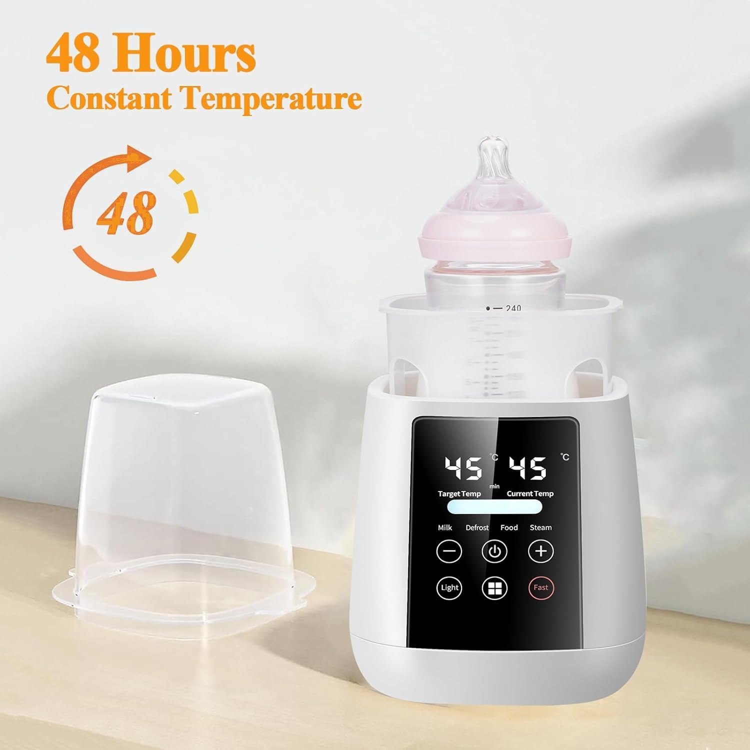 Calentador de biberones, calentador de biberones portátil para leche materna o fórmula, calentador de leche con termostato 48H con pantalla LED, control preciso de temperatura, para biberones de todos